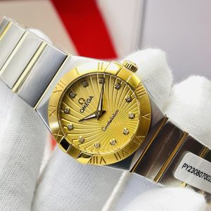 Ladies' Omega Constellation 27mm 1:1 Super Clone Watch with Diamond Dial 1134698456 - front view