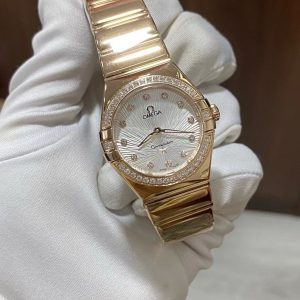 Omega Ladies' Constellation 28mm 1:1 Super Clone Watch in Rose Gold 1096492410 - side view